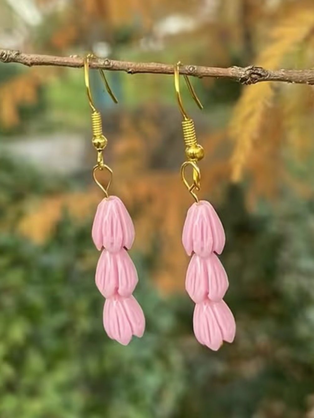 Coral Flower Drop Earrings